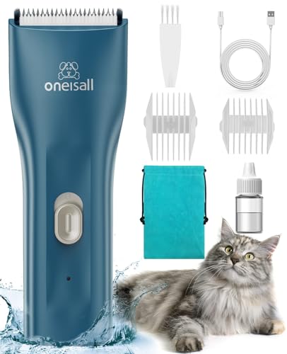 oneisall Pet Clipper for Cat Matted Hair, Pet Shaver for Cats Quiet Pet Clippers Waterproof Cordless...