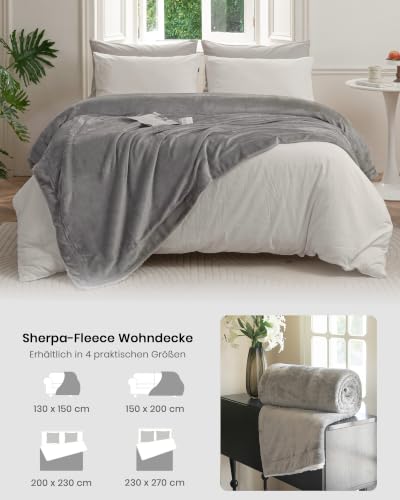 Good Nite Sherpa Kuscheldecke Flauschig 230x270cm Wolldecke Grau – Ansicht 6