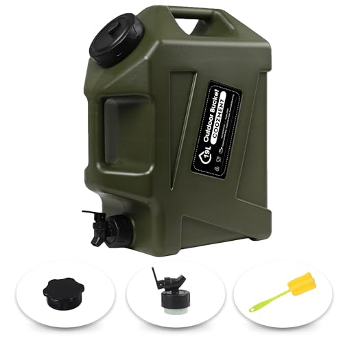 3.2 Gallon/5 Gallon Water Containers with Spigot, BPA Free Water Jug, Military Green Water Tank, Multifunction Water Storage Containers for Camping Outdoor Hiking,Emergency Stroage