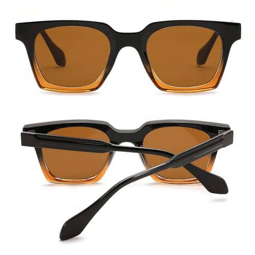 FEISEDY Retro Square Sunglasses Women Men Trendy Rectangle Thick Frame Shades Classic Designer Sun Glasses B01983