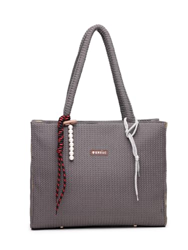Image of ENSAC Women's Floral Print Tote Bag | Lightweight Handbag with Zipper Closure