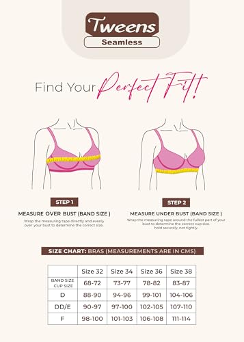 Image of Tweens Cotton Non-Padded Plus-Size Bonded Bra for Women | Full Coverage Broad Straps | Hidden Concealer | Seamless Wire-Free No-Dig Comfort | Breathable Cotton | Elastic-Free No Marks | Pack of 1