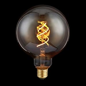 proventa® Globe gloeilamp, dimbaar, E27, 5 watt, dubbele spiraal, 2.200 K, barnsteen, vorm G125, LED-lamp, decolamp, vintage, retro