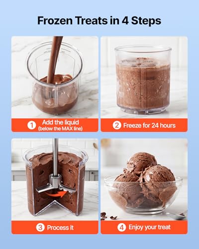 Image of VEVOR Ice Cream Maker, 7-in-1 Frozen Treat Maker for Gelato, Sorbet, Milkshake, Frozen Yogurt & Lite Ice Cream, Homemade Ice-Cream Machine with One-Touch Mix-in + Respin for Smooth, Creamy Texture