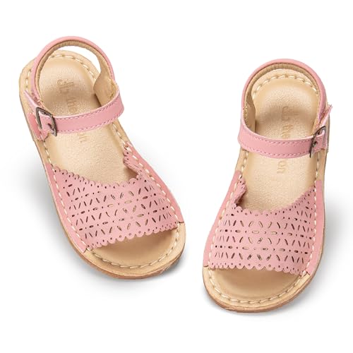 Image of THEE BRON Toddler Girls Vintage Open Toe Sandals Cushioned Comfy Summer Dress Shoes