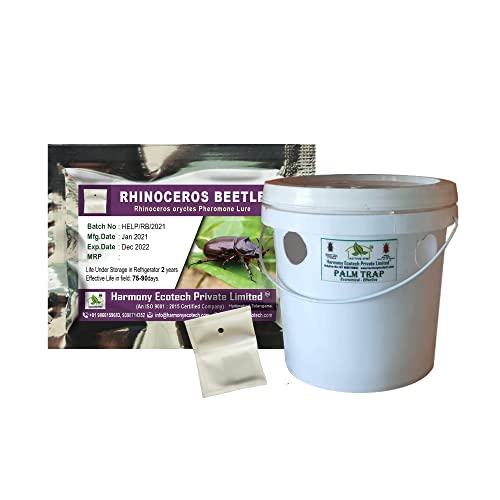 ACTIVE IPM Palm Trap + Rhinoceros Oryctes Pheromone Lure (Combo Pack of 2 Sets) Pest Control Tool for Rhinoceros Beetle Insect Adult Moths in Open Field Crops of Coconut, Arecanut, Oil & Date Palm-image-19