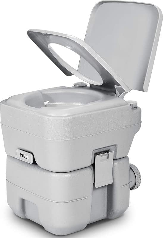 Portable 5.3 Gallon Flushing Camping Toilet w/Carrying Bag,Splash-Free Dumping, Anti-Leak Water Pump, Large Capacity Waste Tank for RV/Boat/Truck/Healthcare