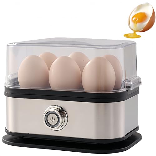Cuiseur à œufs électrique intelligent 6 en 1 avec arrêt automatique, œufs durs et mi-cuits, cuiseur vapeur multifonction en acier inoxydable facile à nettoyer pour raviolis et légumes (UK)