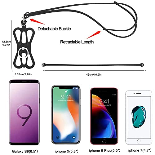 Kinizuxi 2 Pack Crossbody Phone Lanyard with Adjustable Neck Strap and Mobile Phone Ring Grip, Universal Smartphone Strap for iPhone Lanyard Around The Neck Compatible with Most Smartphones