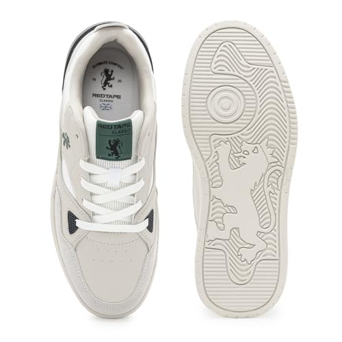 Image of Red Tape Men's Sneakers Grey Black Pu Round Lace-Up Flexible Support