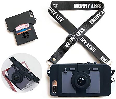 UnnFiko Wallet Case Compatible with iPhone XR, Cute Camera Design, Purse Flip Card Pouch Stand Holder Cover Case with Long Shoulder Strap (Gray, iPhone XR)