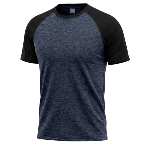 WENKOMG1 Mens Everyday T Shirts, Short Sleeve Crewneck Muscle Slim Gym Workout Athletic Tee Shirt, for Office Big and Tall Tees Clothes Men Camisetas para Hombres Manga (XL, Dark Blue)