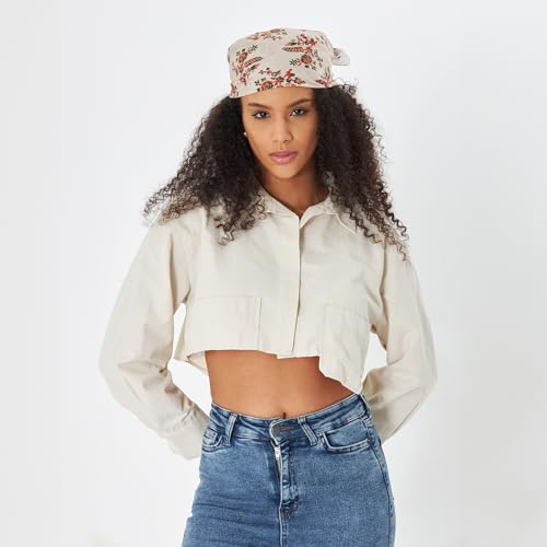 Womens Neck Scarf 27.5"x27.5" Medium Square Organic Cotton | Headband Scarf Bandana Wrap Head Scarf Breathable Lightweight4