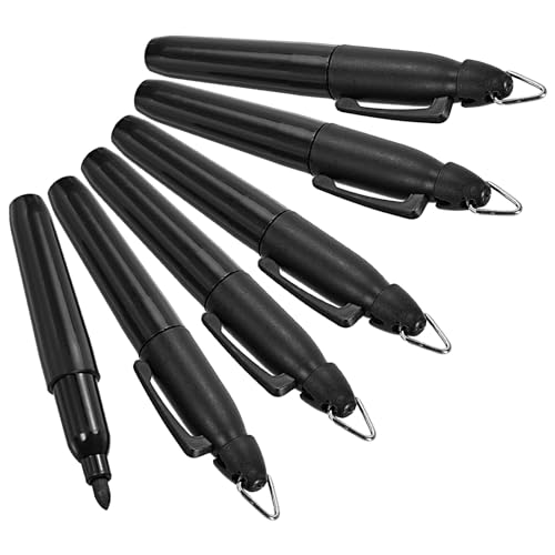 PATIKIL ミニ永久マーカー 6個入りゴルフボールマーカーペン キーチェーンクリップ付き オフィス会議や屋外活動に最適 黒インク