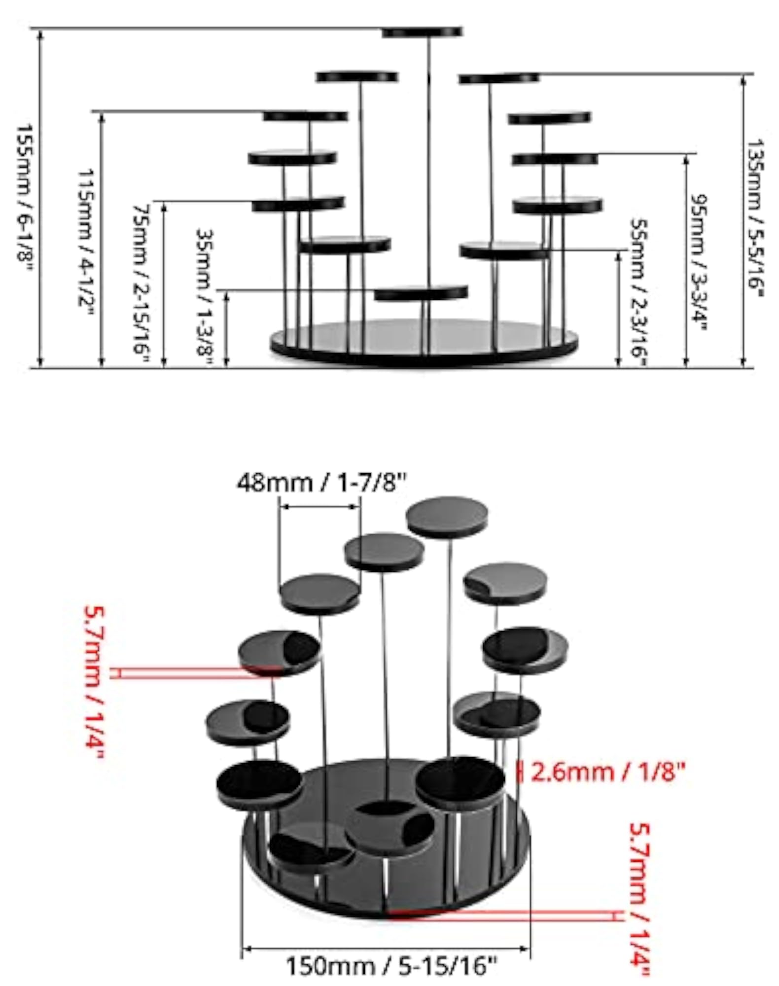 Round Acrylic Products Display Riser Stands for Jewellery