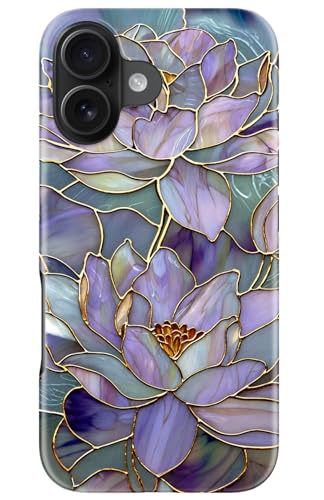 Image of Goodon for iPhone 16 Plus Case Cute - Wireless Charging Compatible - Dual-Layer Hard Shell + Silicone Cover - Protective Phone Case with Trendy Designs for Women - Abstract Lotus