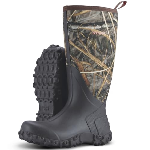 Image of Showave Rain Boots for Men Waterproof Insulated Rubber Neoprene Boots Heavy-duty Mud Boot for Farming Raining Fishing Gardening Yard Work