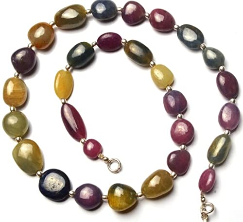 Saphir multicolore en collier de perles naturelles à porter au quotidien pour un style bohème