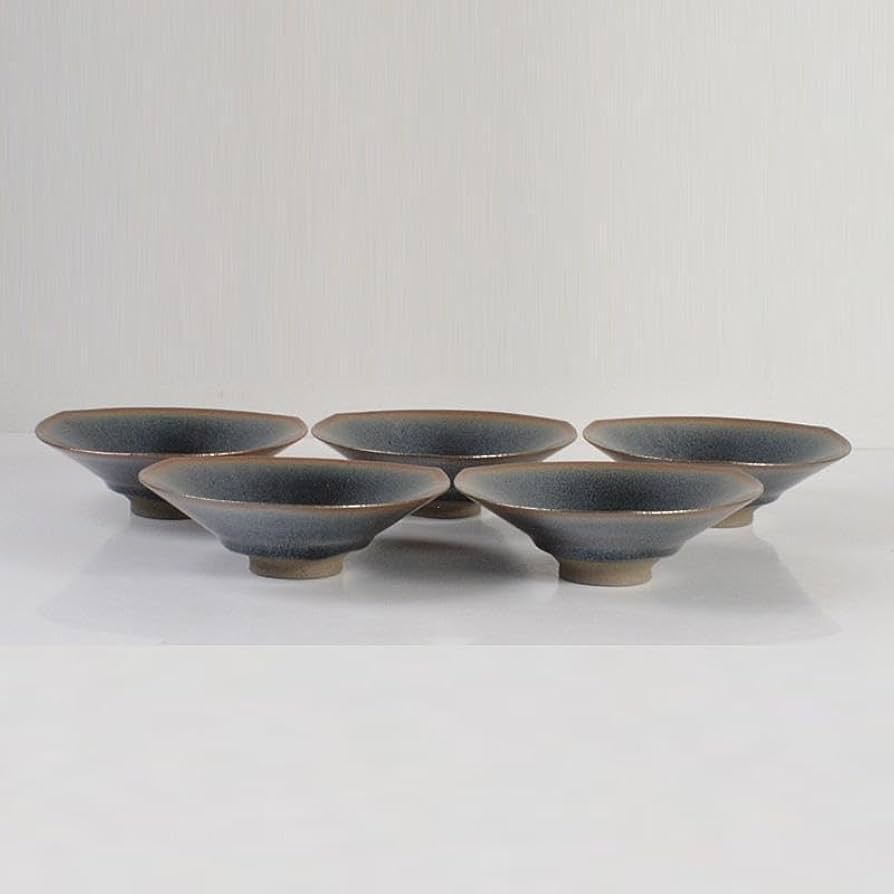 Amazon.co.jp: 茶道具 松林 廣作 天目三稜組鉢 5客 共箱 M R6785