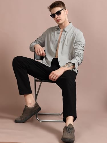Image of StitchX Men's Cotton Regular Fit Full Sleeve Solid Knitted Shirt