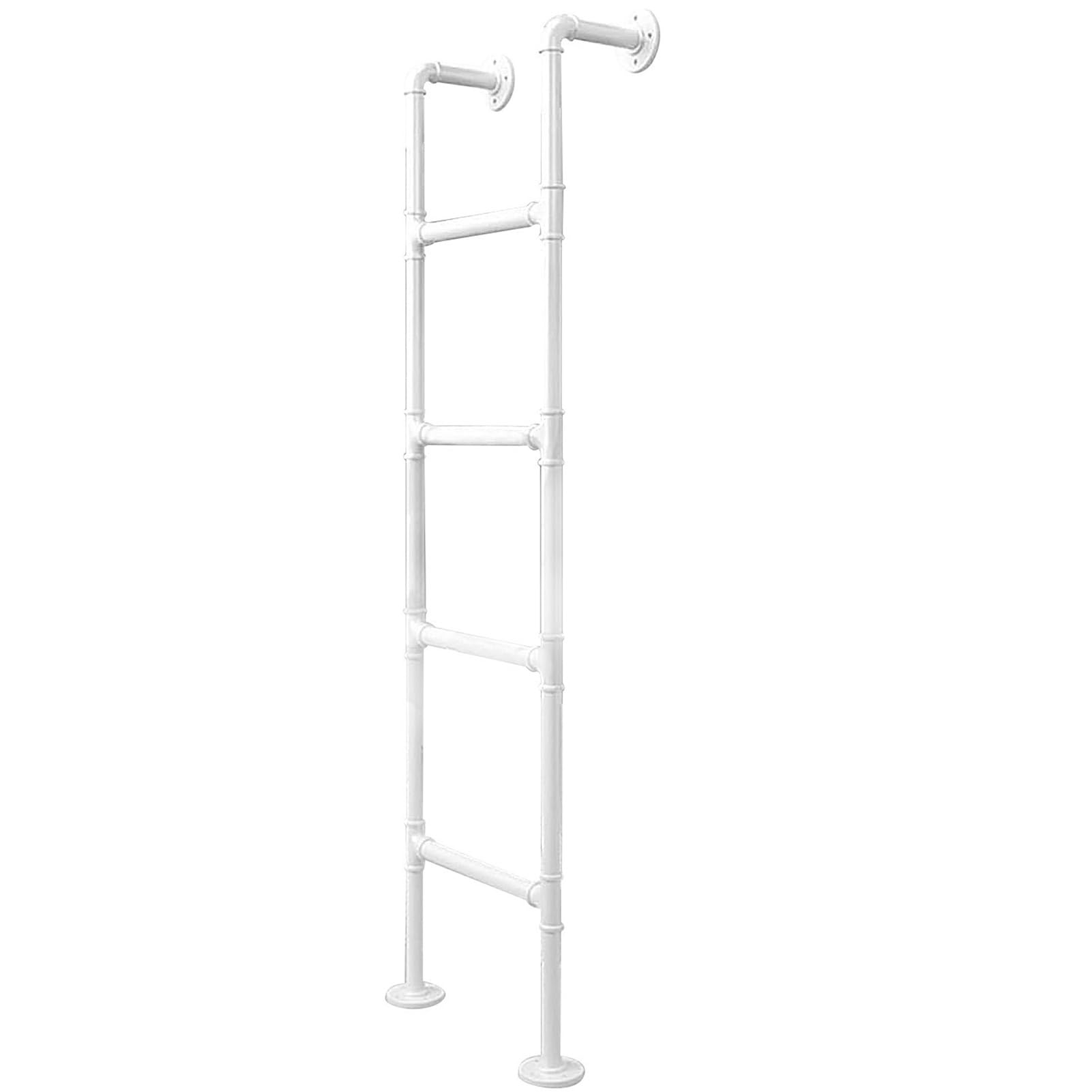 WXPGFEQ White Wrought Iron WallMounted Loft Ladder 250cm High Egress Ladder for Home Basement and Window Well AccessDurable SpaceSaving Design