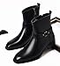 DADAWEN Men's Leather Chelsea Boots with Belt Buckle Fashion Classic Side Zipper Casual Chukka Booties Formal Ankle Dress Boots for Men Black US Size 12