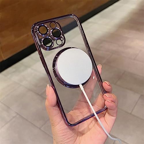 Coque silicone transparente MagSafe pour iPhone 12 Pro Max antichoc argent avec support