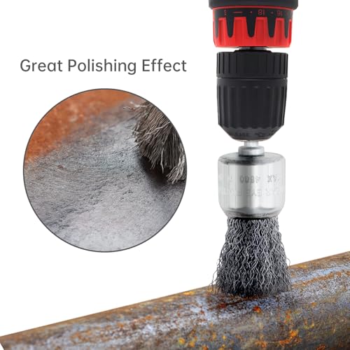 Image of ChgImposs 18 Pack Wire Brush Drill Attachments, 6 Sizes Wire Wheel for Drill, 0.012 inch Crimped Wire 1 /4 inch Hex Shank for Paint Surface and Small Spaces Peeling and Grinding