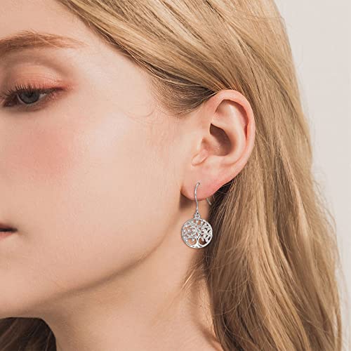 AEONSLOVE Tree of Life Earrings for Women, 925 Sterling Silver Family Tree Dangle Earrings Gifts for Women Mother Daughter Wife4