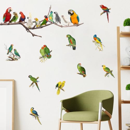 Vinilos decorativos pájaros en rama acuarela pack 2 miniatura 2