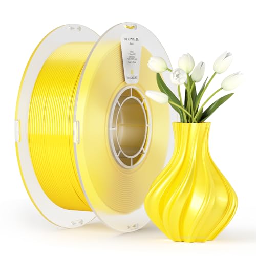 kexcelled PLA Seda Filamento de Impresión 3D 1,75 mm +/- 0,03 mm, Acabado Brillante y Sedoso, Apto para la Mayoría de Impresoras FDM, Bobina de 1 kg (2,2 lbs), Amarillo