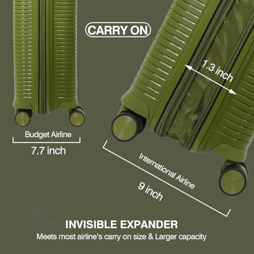Image of Verage Rome Luggage Set Suitcase,Hardside Lightweight Durable Suitcase with Spinner Wheels, Moss green, Carry-On 20-Inch (Standard), Hardside Expandable Carry on Luggage With Spinner Wheels