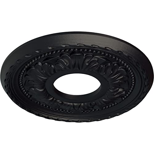 Image of Ekena Millwork CM11PMSGS 11-3 /8 inch x 3-5 /8 inch x 7 /8 inch Palmetto Ceiling Medallion, Steel Gray