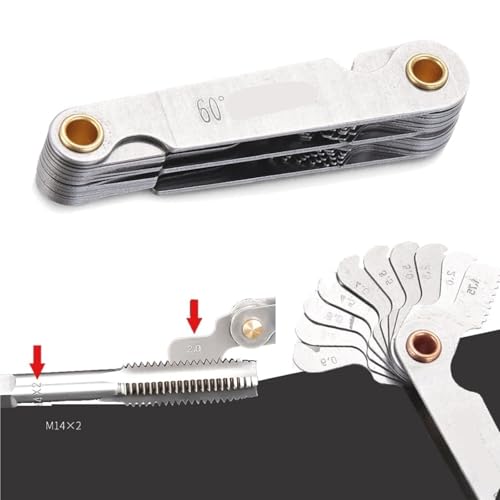 Calibrador de espesor de pintura, 10 piezas, calibrador de rosca métrica e imperial de 55/60 grados, herramienta combinada para torno y medición de paso de engranajes miniatura 6