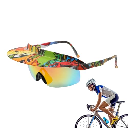 Tyinerc Gafas de sol para bicicleta | Visera deportiva con lentes tintadas – Gafas de deporte, vidrio espejo de para senderismo, camping, ciclismo, escalada