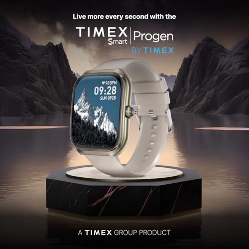 Image of TIMEX Smart Progen 1.95 inch (4.95 cm) Curved AMOLED Display with Functional Crown and BT Calling Smartwatch for Unisex - TWTXW801T, Beige