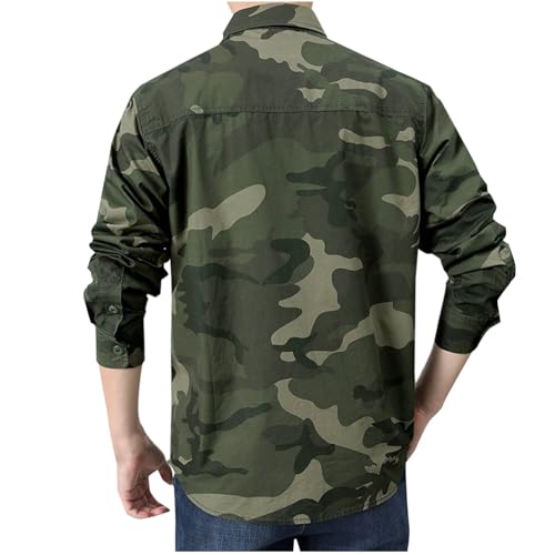 Men's Camo Shirts Jacket Fashion Plus Size Lightweight up Laple Long Sleeves Blouse Tops Cargo Coat Outwear2