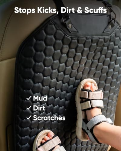 Image of Owleys Kick Mat Back Seat Protector - Car Back Seat Cover for Kids Feet - Waterproof & Sturdy Protector for Upholstery from Dirt, Mud, Scratches and Stain (Black)