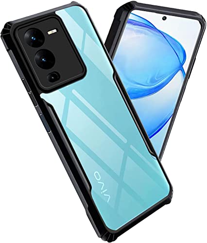 Image of A rtistque Clear Hard Transparent Acrylic Armor Anti-Drop Shockproof TPU Edge Back Cover Case for Vivo V25 Pro 5G - Black