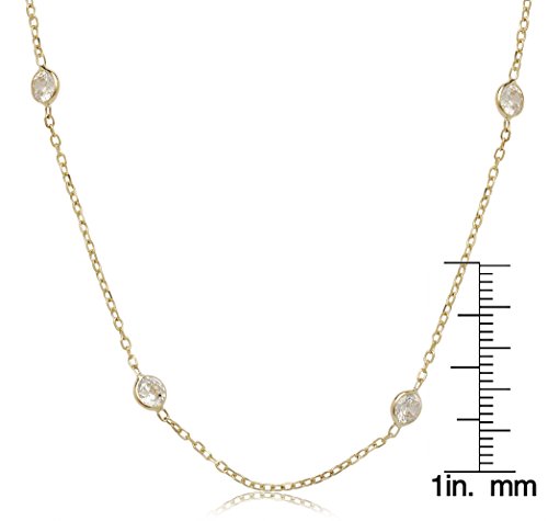 Jewelryweb - 14K Yellow Gold Station Necklace | Simulated Diamond Bty Necklace | Womens Cz Chain Necklace | Layering Necklaces #TOP1