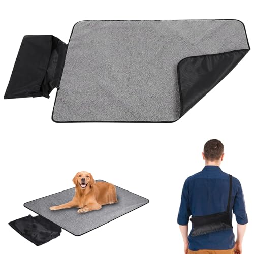 Faltbare Outdoor Hundematte, 100 x 70 cm Faltbare Haustierdecke, Hundedecke, wasserdichte Haustier Decke, Hund Katze Mat, rutschfest Hundepolster,Für Katzen,Hunde,Welpen, Schwarz