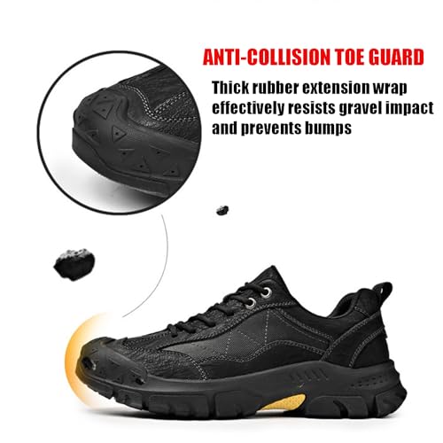 Men's Genuine Leather Waterproof Hiking Sneakers Classic Lace-Up Anti-Slip Soft Sole Industrial Construction Work Shoes3