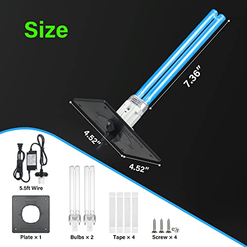 Image of COOSPIDER 18W HVAC UV Light, Air Purifier for Whole House, UVC Light in Duct for AC Duct, with 1 Spare Bulb, 253.7nm Wavelength Ozone Free 110V (CTUV-D18)