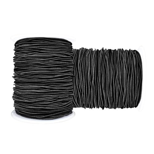 Image of LUSTEMBER Stretchy String for Bracelets, 2 Rolls 1 mm Sturdy Elastic String Elastic Cord for Jewelry Making, Necklaces, Beading (Black)