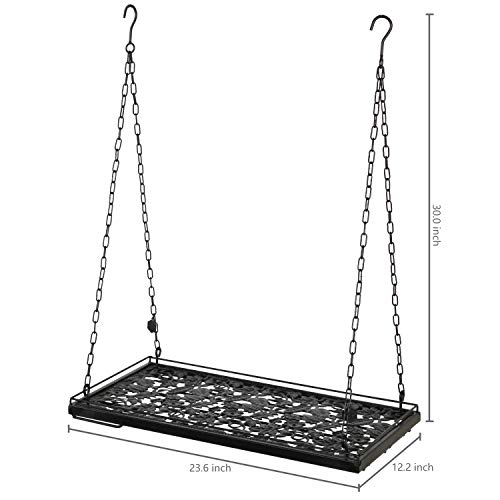 Mygift Black Metal Hanging Wine Glass Holder Rack Ceiling Mounted With Display Shelf And Vineyard Cutout #TOP3