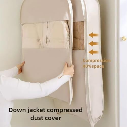2025 Space Saving Hanging Garment Bag with Self Compression Zipper,garment bags for hanging clothes,Dust Cover Clothes Bags for Down Coat (Pink,S+M+L)2