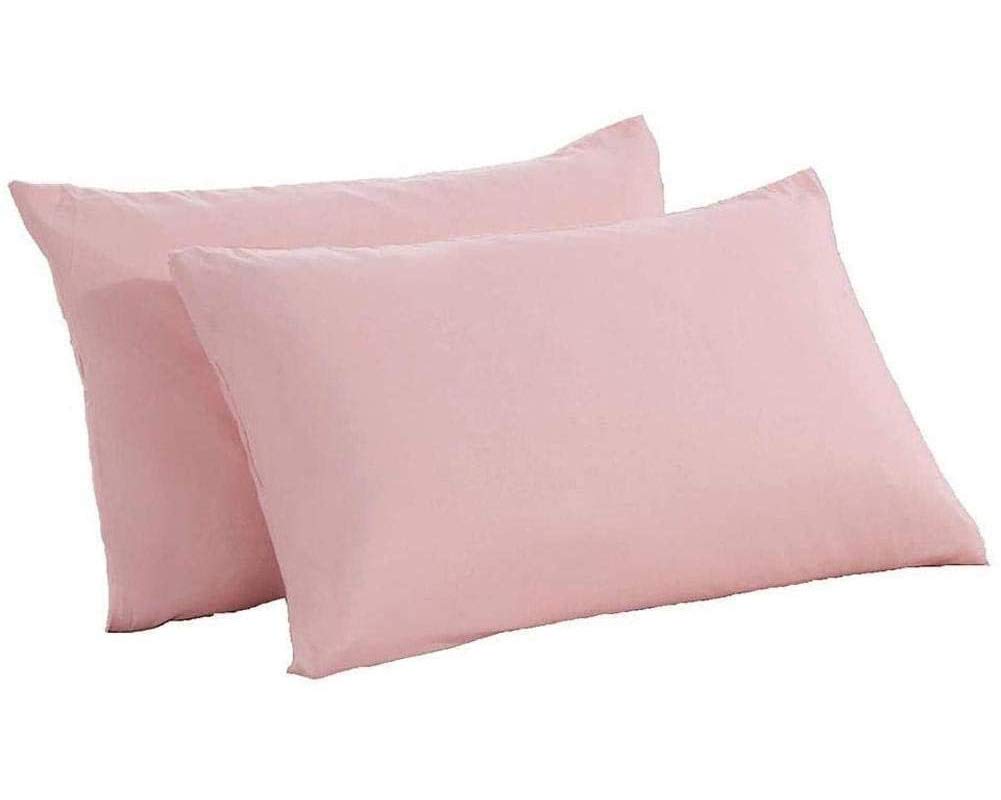 Koomiao - Juego de 2 fundas de almohada de 100% algodón, funda de almohada con cierre de sobres para familias, color rosa, 50 x 90 cm)