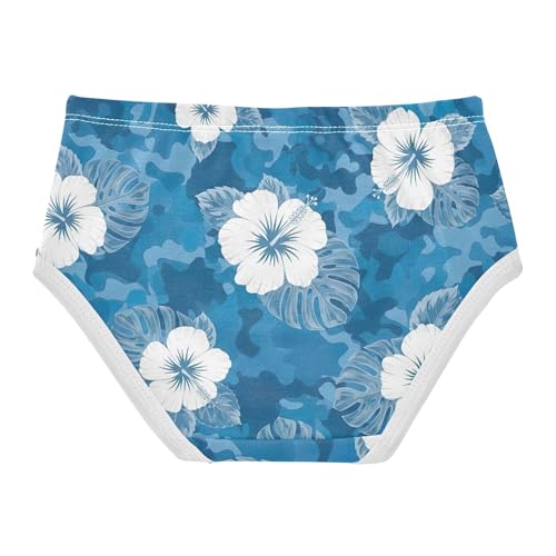 Toddler Underwear Floral 2t Cotton Girl Panties Cute Artistic Briefs Girls Undies White Flowers Blue Camouflage2