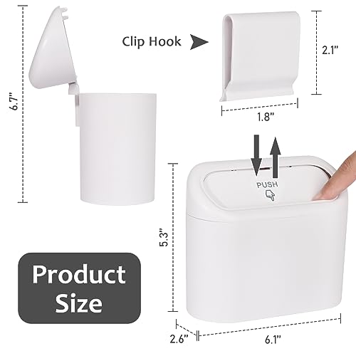 Image of Accmor Car Trash Can with Lid, Vehicle Dustbin Garbage Organizer Holder with One Roll Bag, Mini Leakproof Storage Bin for Auto, SUV, Office (White)