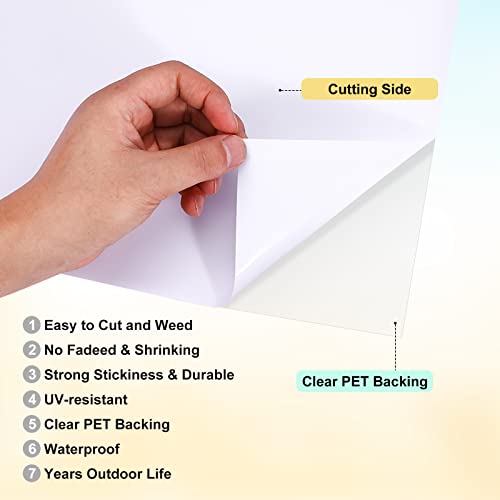 Xseino Permanent Vinyl - 12" X 11Ft White Adhesive Vinyl Roll For Cricut, Silhouette And Other Cutters, Permanent Outdoor Vinyl For Cup,Decor Sticker, Car Decal, Scrapbooking, Signs(Glossy White) #TOP2